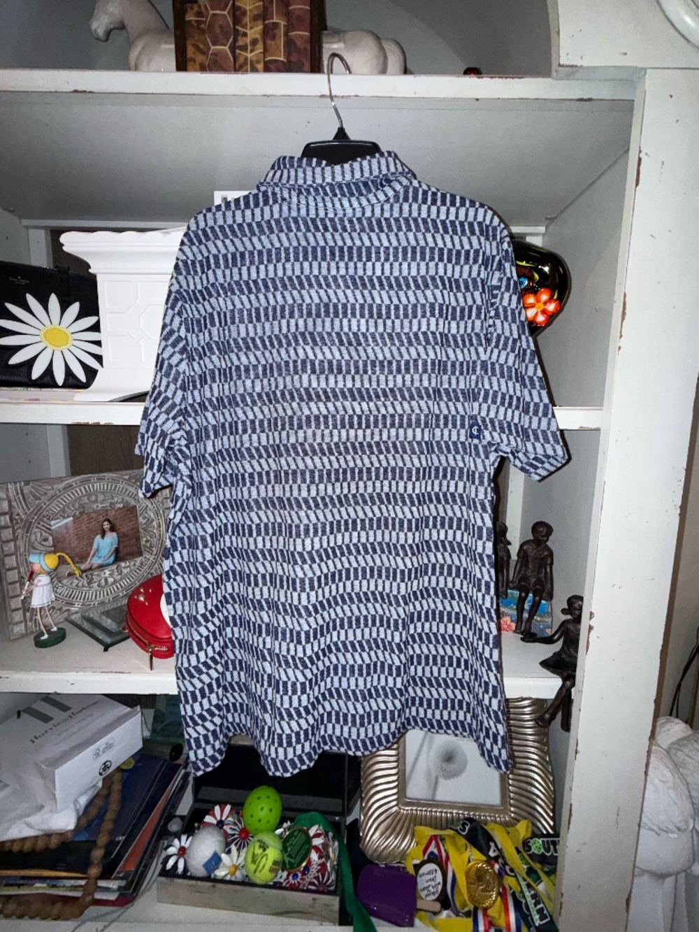 Criquet mens XXL terrycloth blue patterned button down shirt terry cloth nwt - Picture 4 of 4